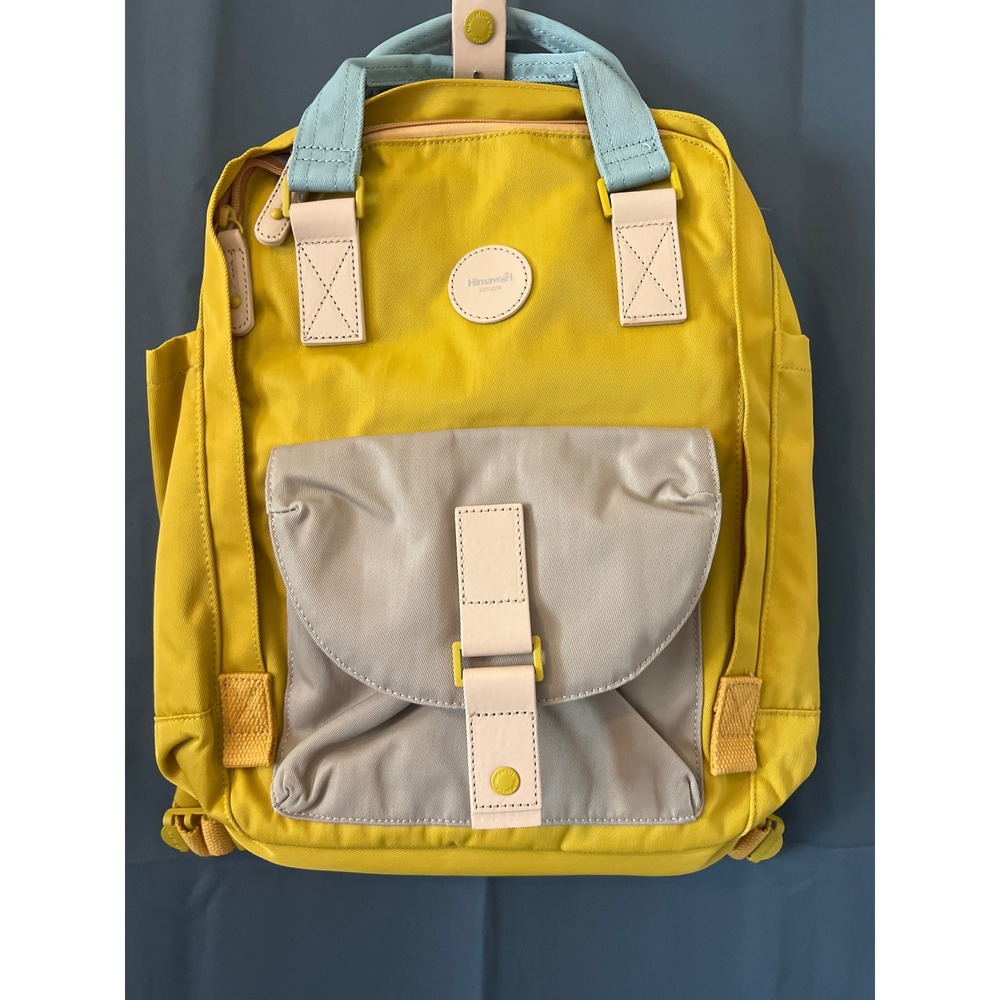 Himawari Yellow Grey Colorblock Backpack School Travel Bag NEW